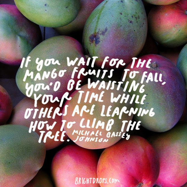 “If you wait for the mango fruits to fall, you’d be wasting your time while others are learning how to climb the tree.” – Michael Bassey Johnson