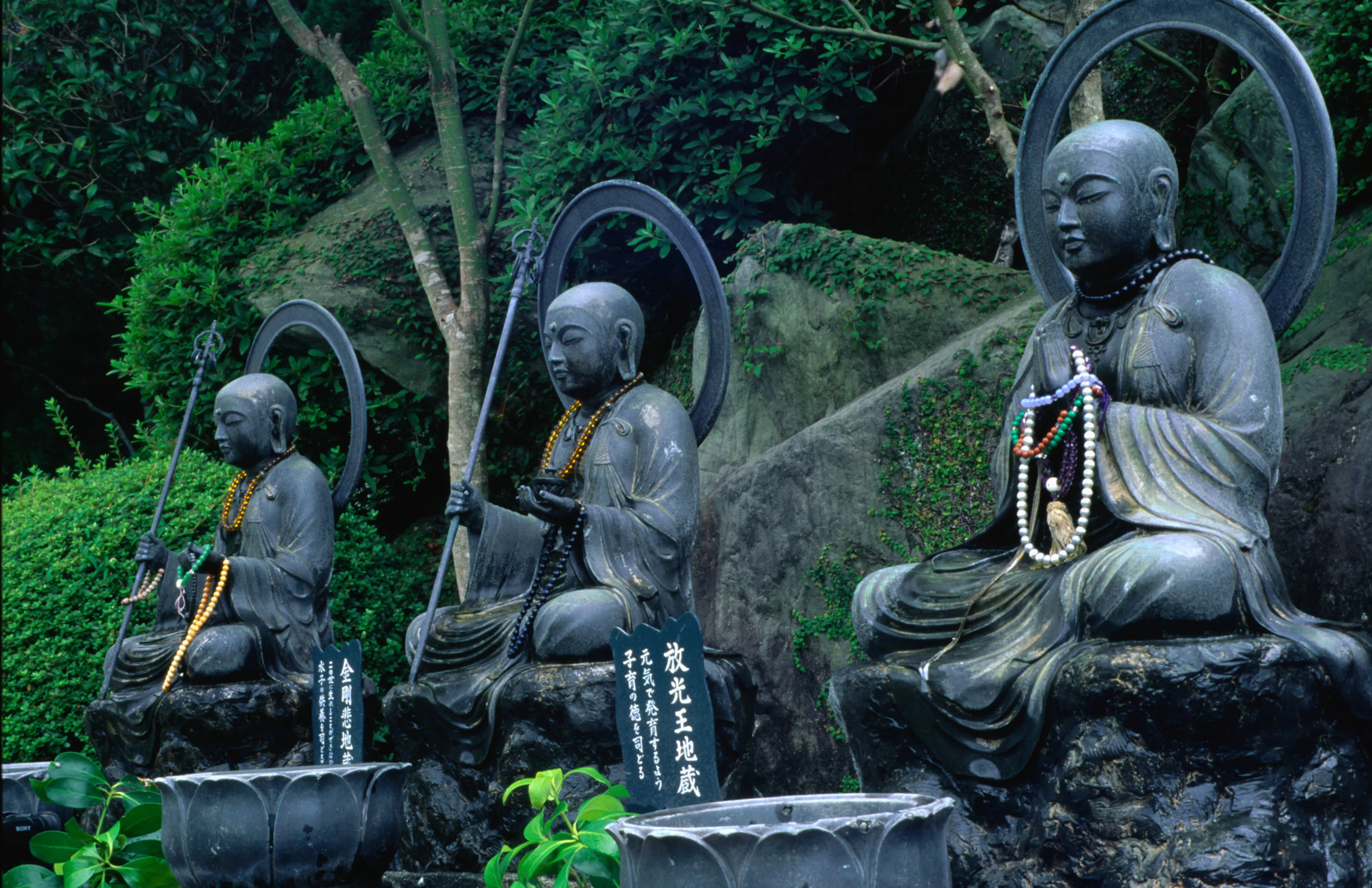 Statues depicting the disciples of the Buddha at Daigan-ji, a temple in Japan.