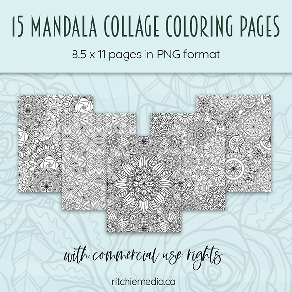 15 mandala collage coloring pages promo