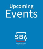 Blue box with the SBA logo and the following text, upcoming events.
