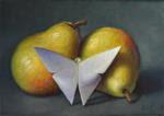 "Pears and Paper Butterfly" - Posted on Wednesday, April 1, 2015 by Debra Becks Cooper