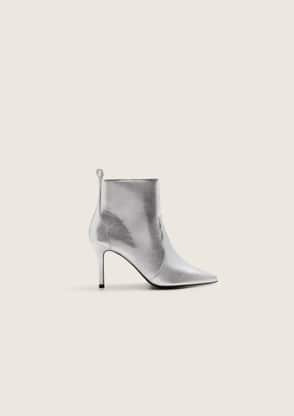 Metallic heeled ankle boot
