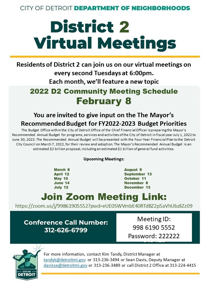 D2 Community Meeting, Tuesday,  February 8, 2022