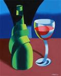 Mark Webster - Abstract Wine Bottle and Glass Still Life Oil Painting - Posted on Monday, March 2, 2015 by Mark Webster
