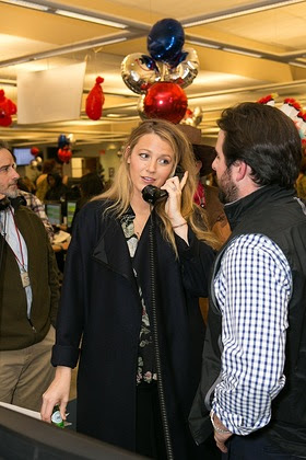  	As part of the 24th annual ICAP Charity Day, Blake Lively fields phone calls on the firm's Jersey City trading floor