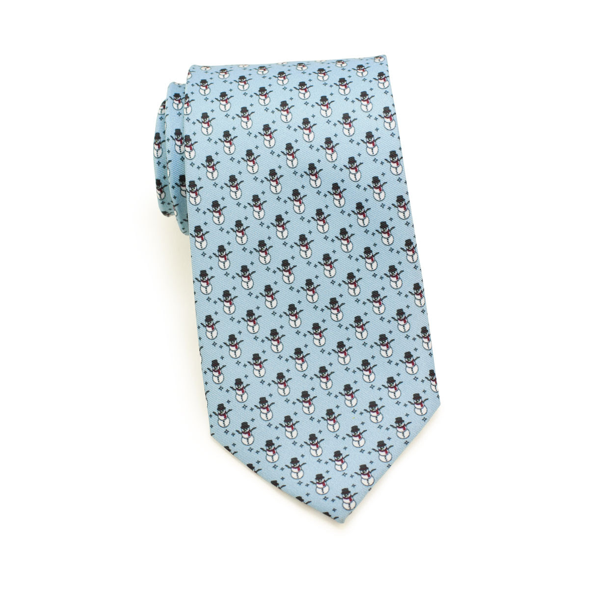 neckties with snowmen in ice blue