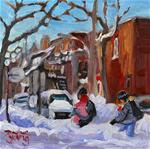 809 Montreal Winter, Young Family, 6x6, oil - Posted on Thursday, November 20, 2014 by Darlene Young