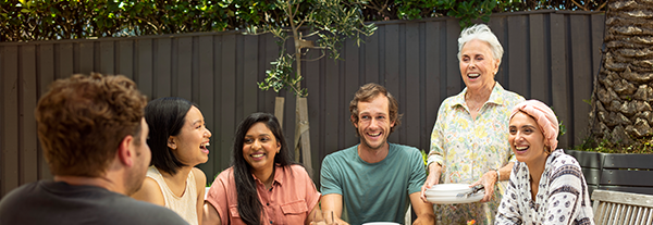 friends gathering outside in a covid-safe environment