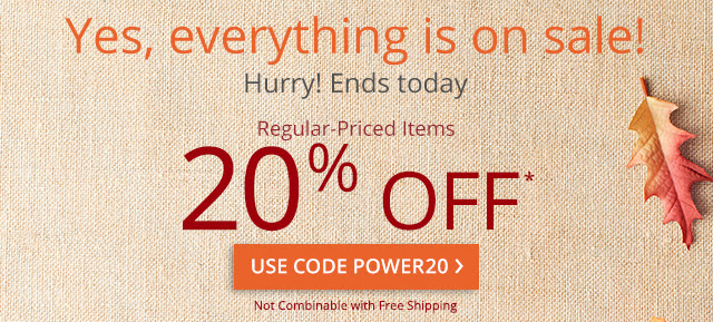 20% off* regular-price itsms. Use code POWER20