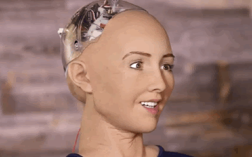 Robotic woman smiling
