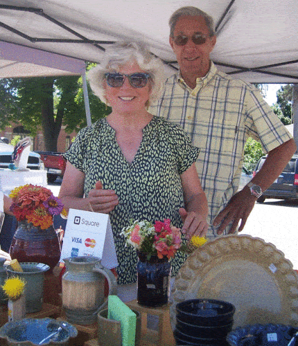 Photo by Lisa Carolin. Maureen and xx Lockey of Country Hills Pottery are the featured vendors this week. 