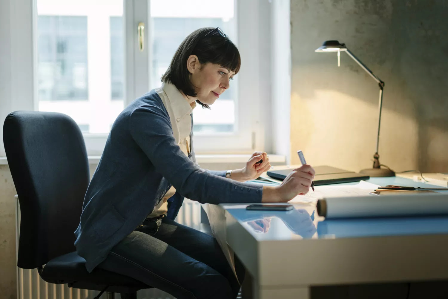 Woman sitting at a desk
