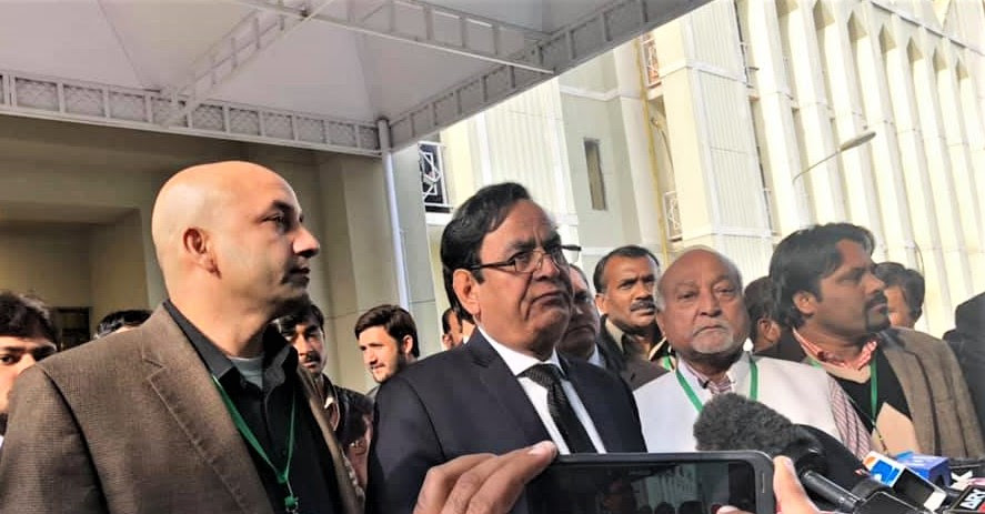  Attorney Saiful Malook speaks with reporters after the high court upheld its acquittal of Aasiya Noreen (Asia Bibi). (Morning Star News)
