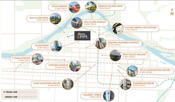 First and Park condos map