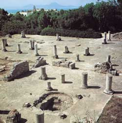 Restos arqueológicos de uma basílica cristã em Cartago