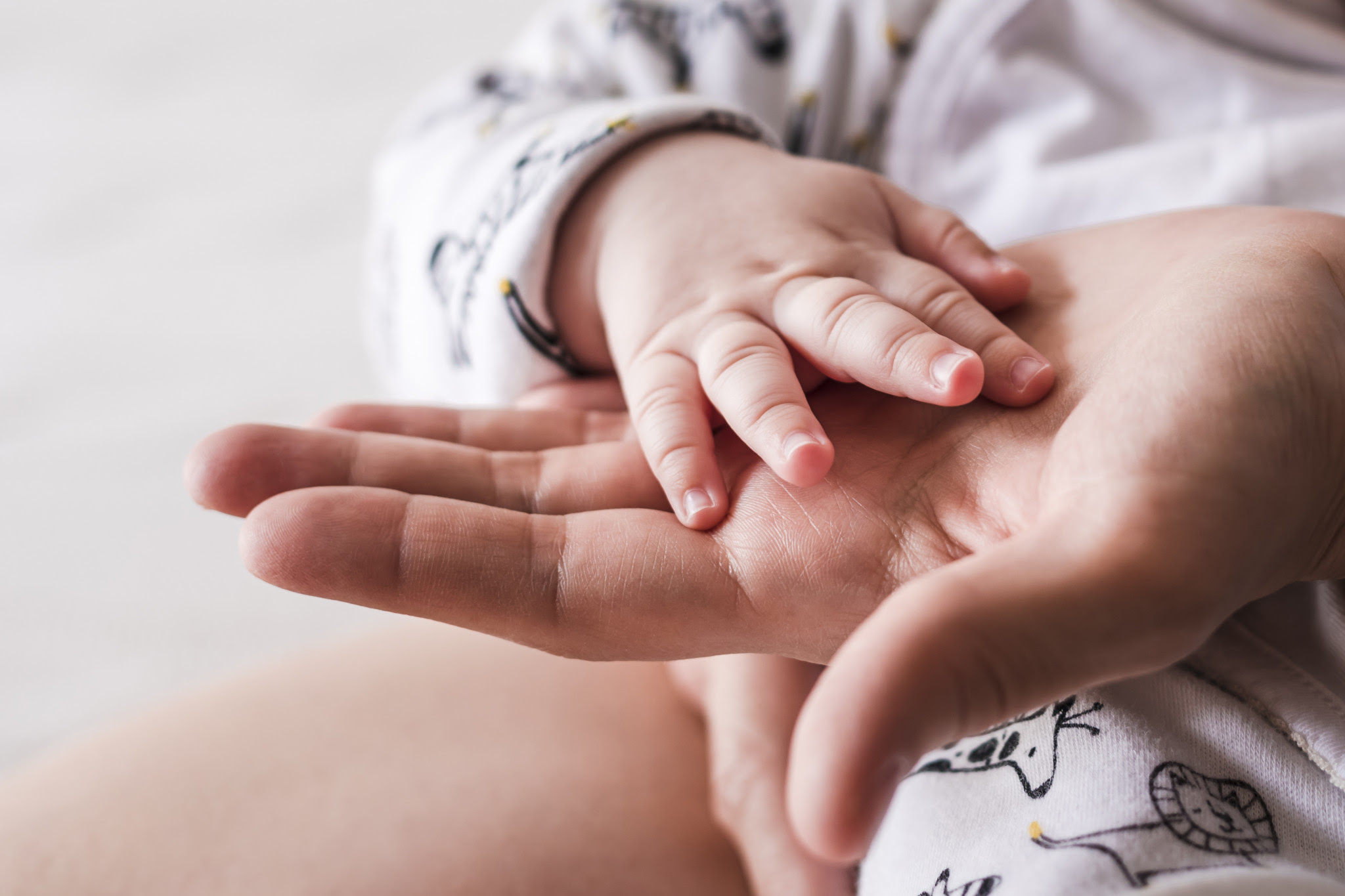 close up baby hands