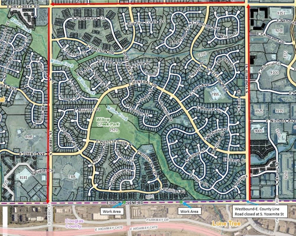 Image overview of westbound lane closure, beginning Monday, June 14