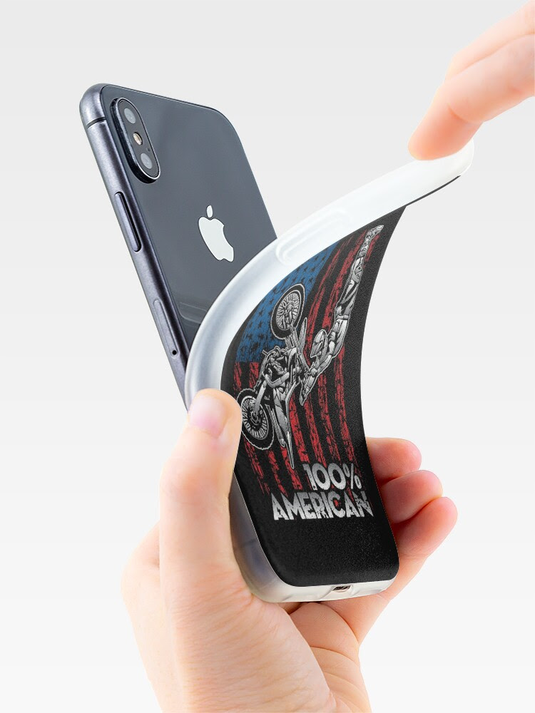 Alternate view of 100% American Motocross Dirt Biker iPhone Case