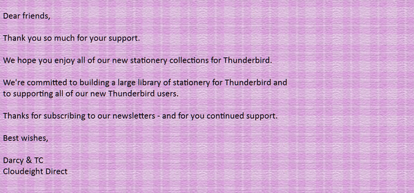 Cloudeight Stationery for Thunderbird - Just Plaids