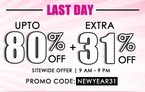  Upto 80% off + 31% extra Off on Sitewide