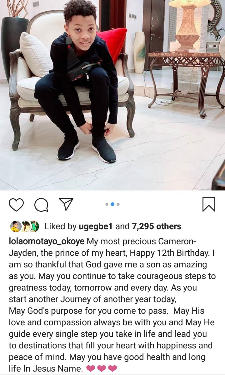 Peter Okoye and Lola Omotayo-Okoye release photos of their son to celebrate him as he turns 12