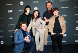 (L-R) Jack Reynor, Joseph Gordon-Levitt, Eve Hewson, John Carney and Orén Kinlan attend the 2023 Sundance Film Festival \