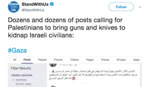 “Palestinian” Muslims on Twitter call on Gazans to bring guns and knives to “peaceful” border protests