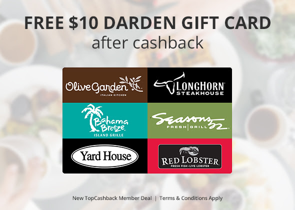 FREE $10 Darden gift card