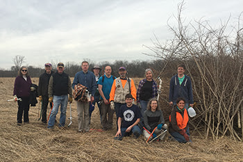 group of volunteers in a field