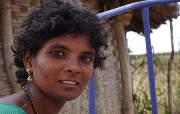 A Chenchu woman from Pecheru village, which was evicted from Nagarjunsagar Srisailam Tiger Reserve. The Chenchu report that of the 750 families that used to live in the village, only 160 families survived after the eviction.