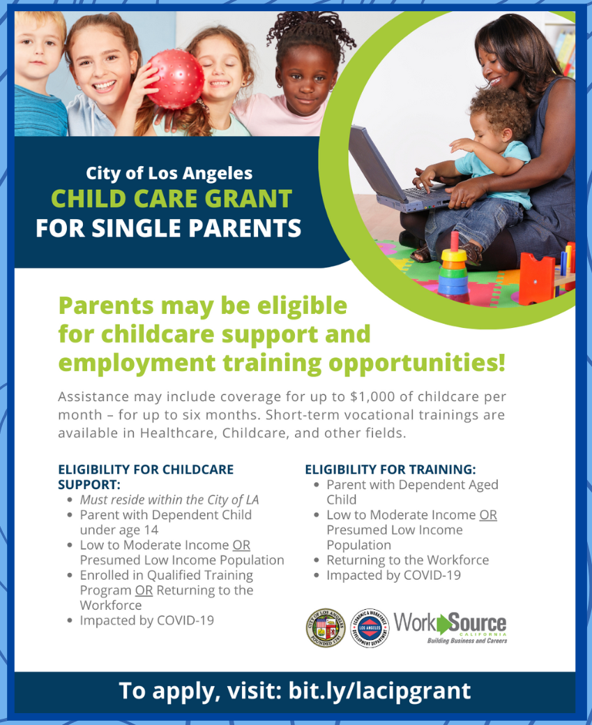 Flyer for LA City Childcare Grant