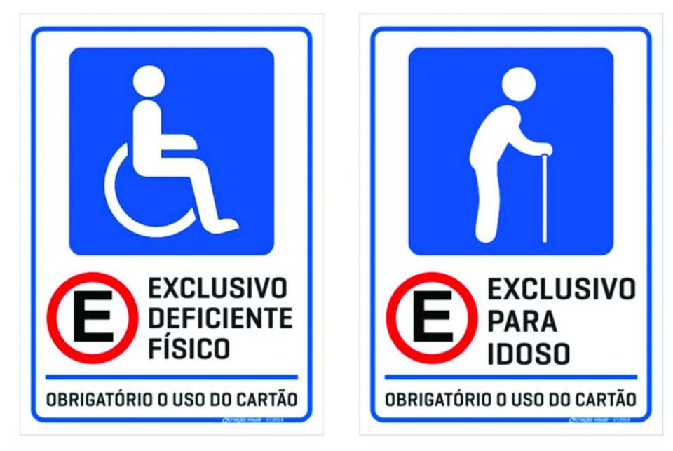 credenciais de vagas de estacionamento para deficiente e idoso