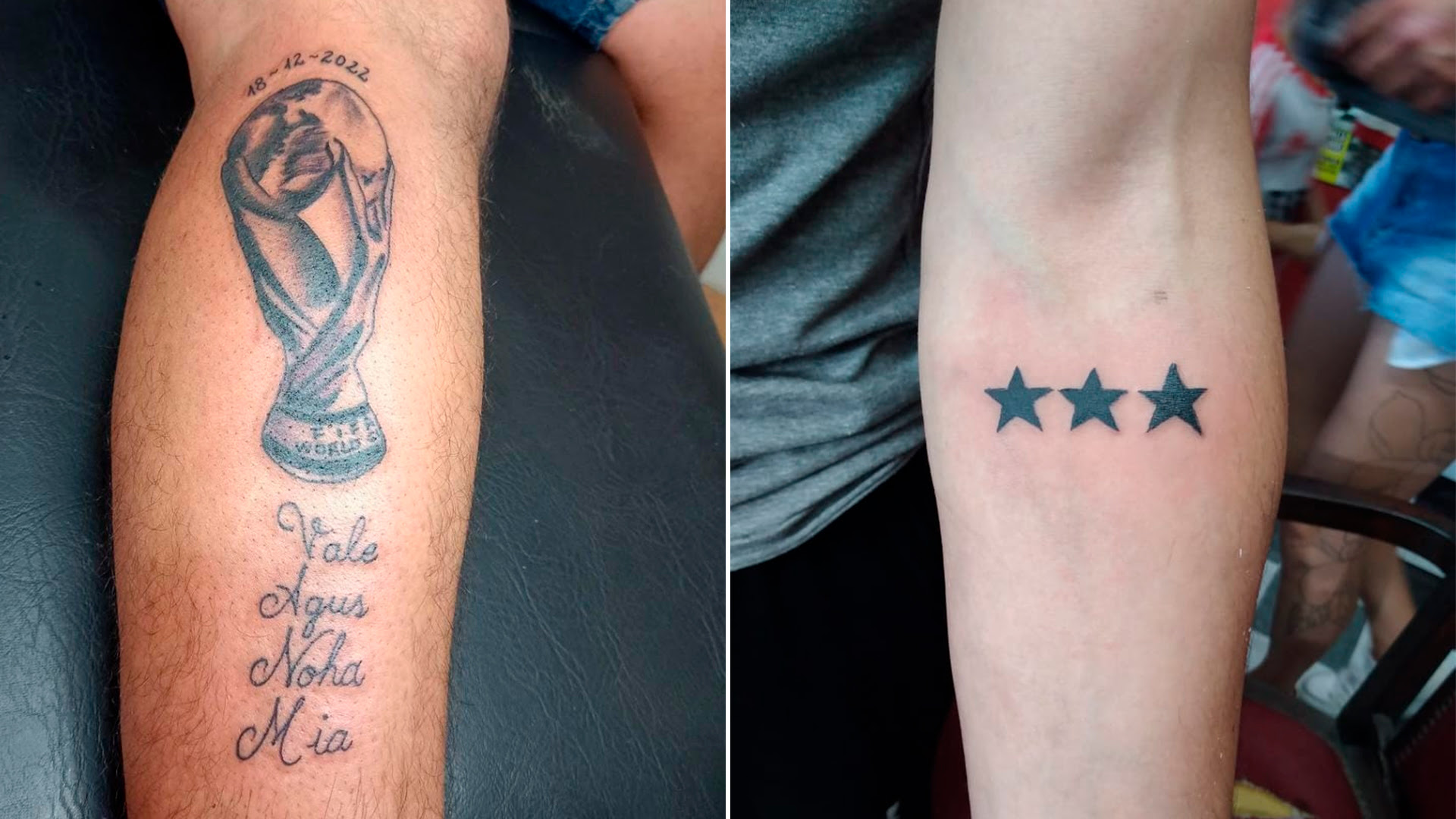 El hincha que se tatuó la Copa dos días antes de la final en Max Tattoo y las tres estrellas de Roten Tattoo que representan el último campeonato