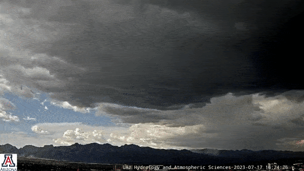 This timelapse shows a downburst over Tucson, Arizona, on Monday, July 17, 2023.