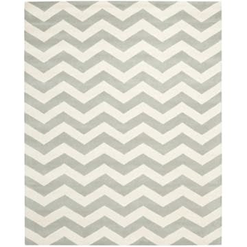 Safavieh CHT715E Chatham Collection Wool Area Rug 8-Feet by 10-Feet Grey-Blue and Ivory