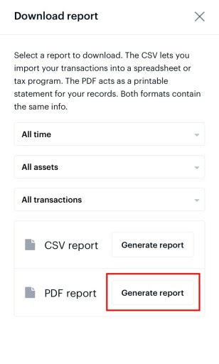 How to download your Coinbase transaction history