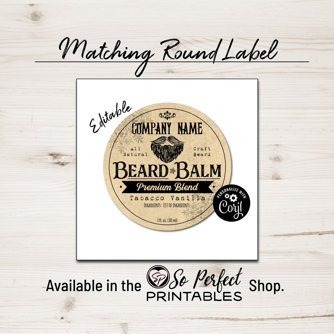 Beard Oil Bottle Label Template. Customize w/ Corjl Online. Etsy
