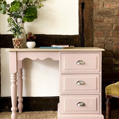 Pine Desk /  Dresser Dusky Pink - Conch Silk All In One