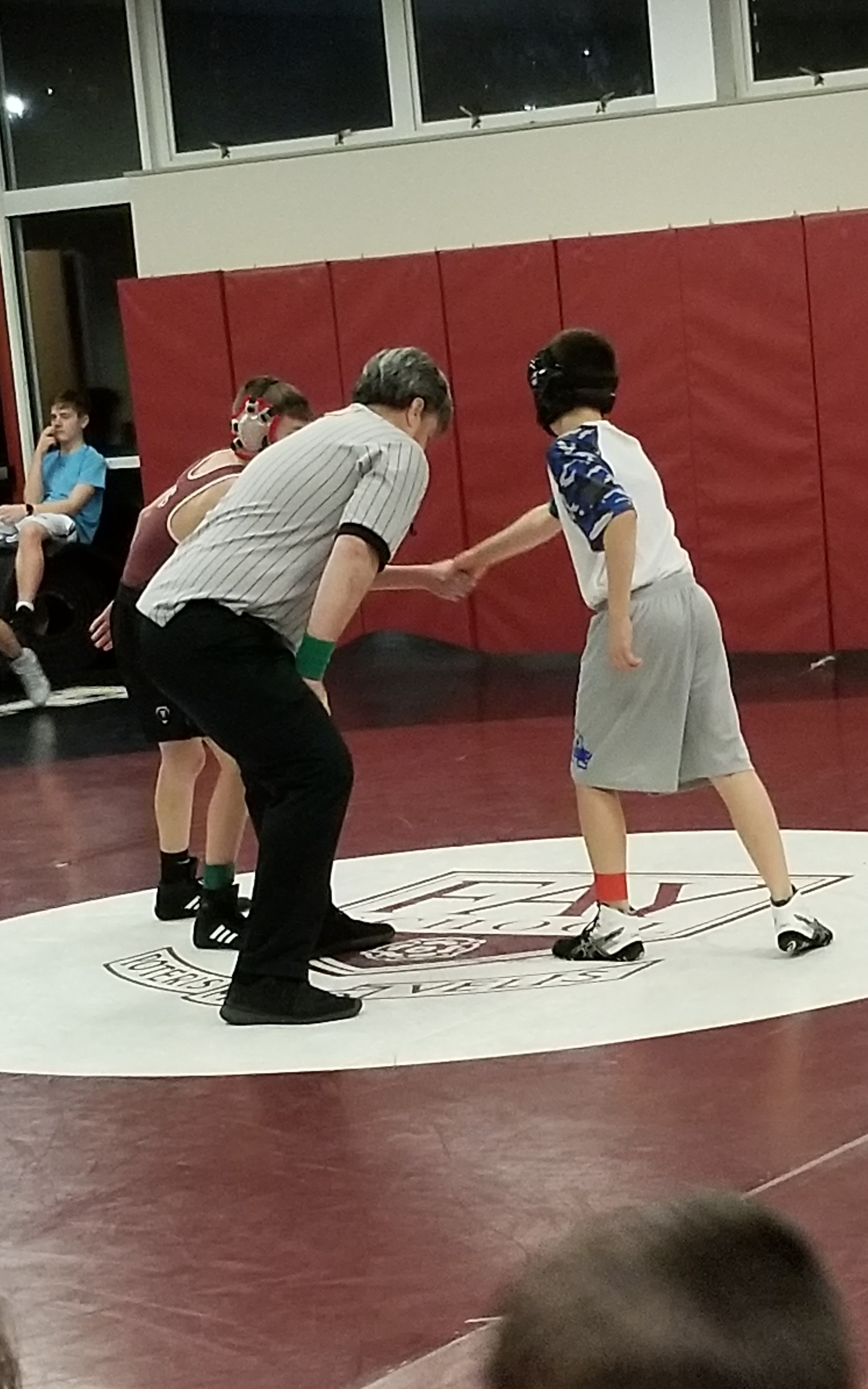 My youngest getting ready to wrestle