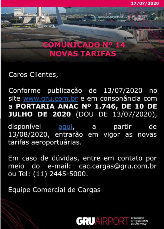 COMUNICADO GRU nº 14 2020