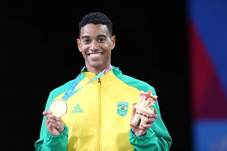 Ygor Coelho (Brasil), medalha de ouro no individual masculino do badminton nos Jogos Pan-Americanos Lima 2019.