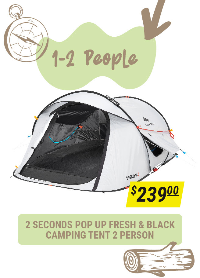 2 Seconds Pop Up Fresh & Black Camping Tent 2 Person
