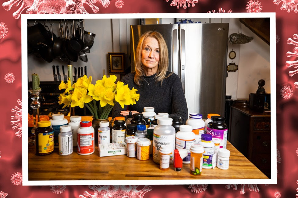 Leigh Jerome, an artist, with some of her medications in her loft in Bushwick.