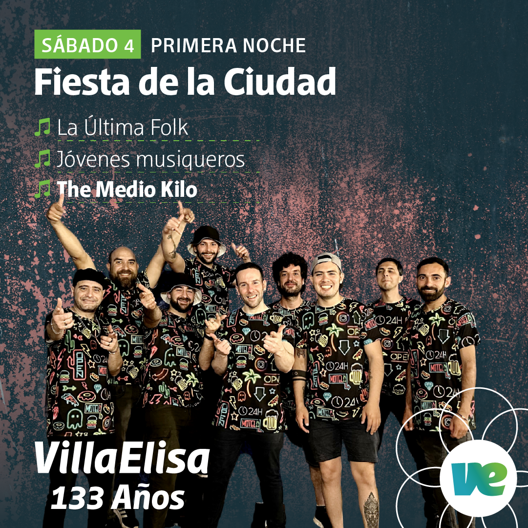 La banda sanjosesina “The Medio Kilo” cerrará la primera noche de la Fiesta de la Ciudad de Villa Elisa