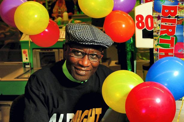 Eddie Adegun Eddie Adegun pictured at the Asda store when he turned 80