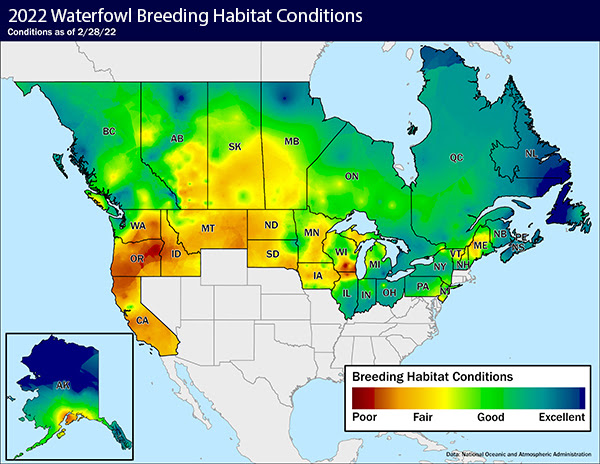 Waterfowl Breeding Habitat Conditions as of 2-28-22