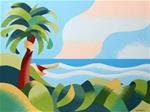 Mark Webster - Abstract Geometric Cape Town Coast with Palm Tree Oil Painting - Posted on Monday, November 24, 2014 by Mark Webster