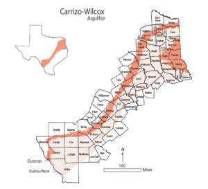 A graphic of the Carrizo-Wilcox aquifer.