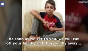 Muslim boy, 11, waves knife, says “Allah created me to lift up high the banner of Allah with the help of blood”