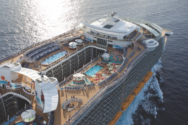 eagle view of the Royal Caribbean’s Oasis of the Seas cruise ship